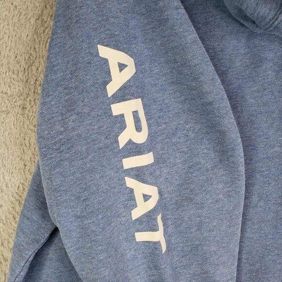 Ariat Sweatshirt Women’s XXL Pullover Hoodie Spellout Blue Western Horses - Picture 4 of 11